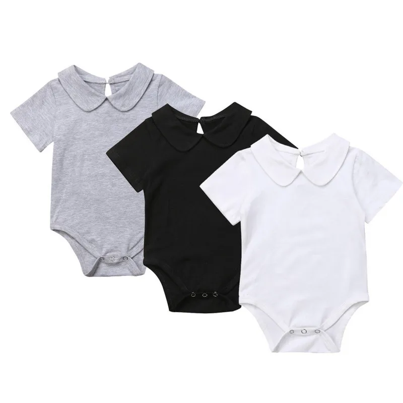 Новинка Однотонные рубашки для малышей Боди младенцев Хлопковый комбинезон с