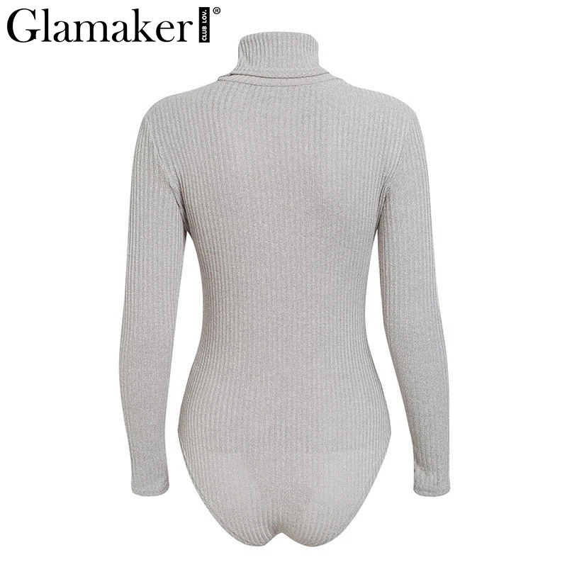 Женский Трикотажный боди Glamaker с высоким воротом и длинным рукавом| |
