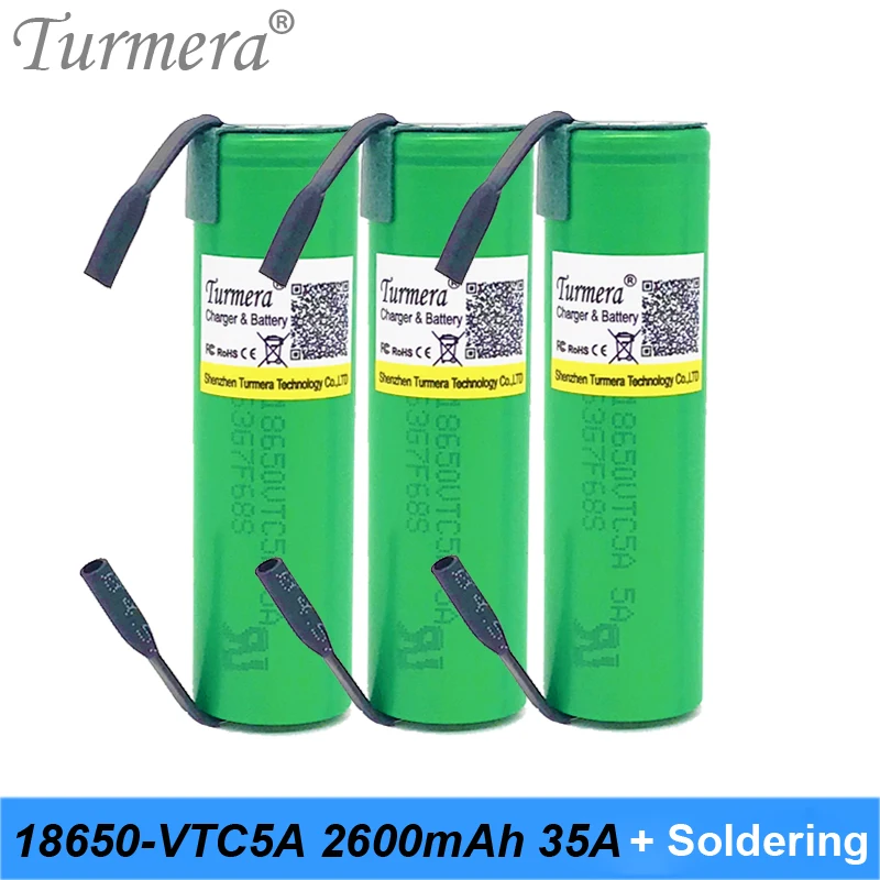 Turmera 18650 vtc5a us18650vtc5a 2600 мАч 35a литиевая аккумуляторная батарея для отвертки shura +