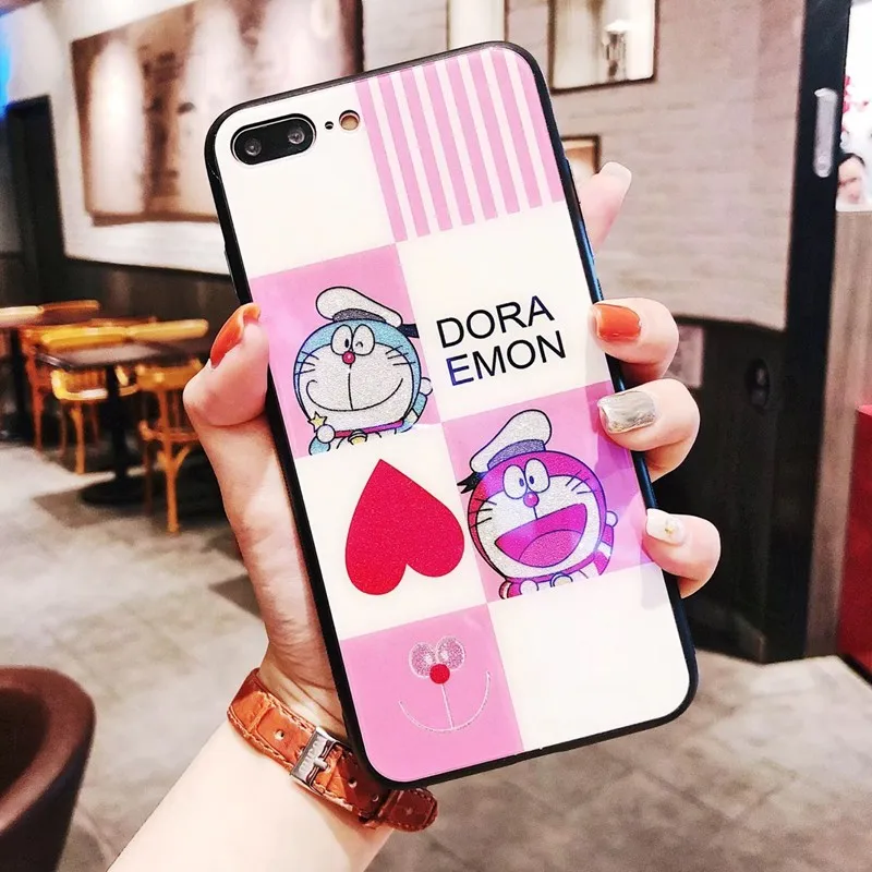 Мультфильм милый Doraemon шаблон телефона чехлы для iPhone X 7 8 плюс крышка 6 6s синий