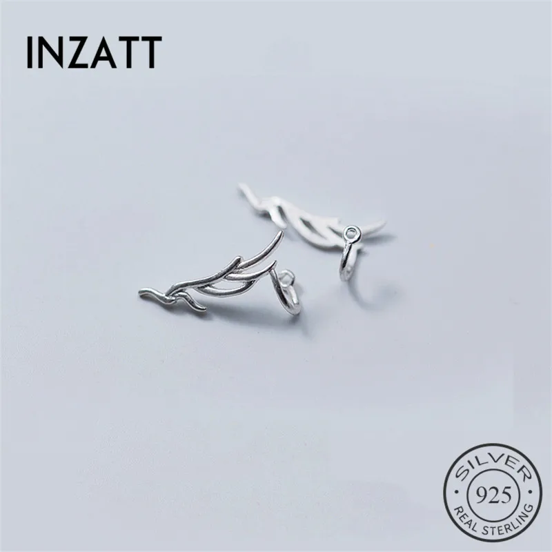 Серьги-клипсы INZATT из настоящего серебра 925 пробы с геометрическими листьями в