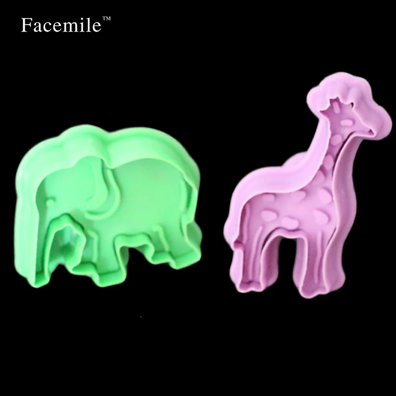 Животного pluger стиль 4 шт. печенья слон лев лошадь Жираф Формы для выпечки DIY