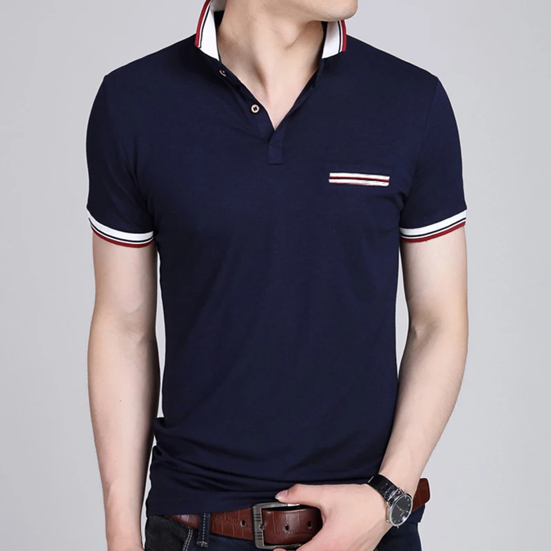 men polo shirt summer casual striped cotton T size M-5XL | Мужская одежда