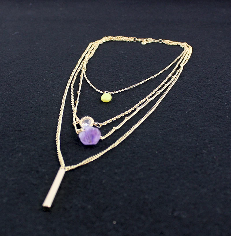 Женское винтажное ожерелье LongWay многослойное золотого цвета с цепочкой и кулоном