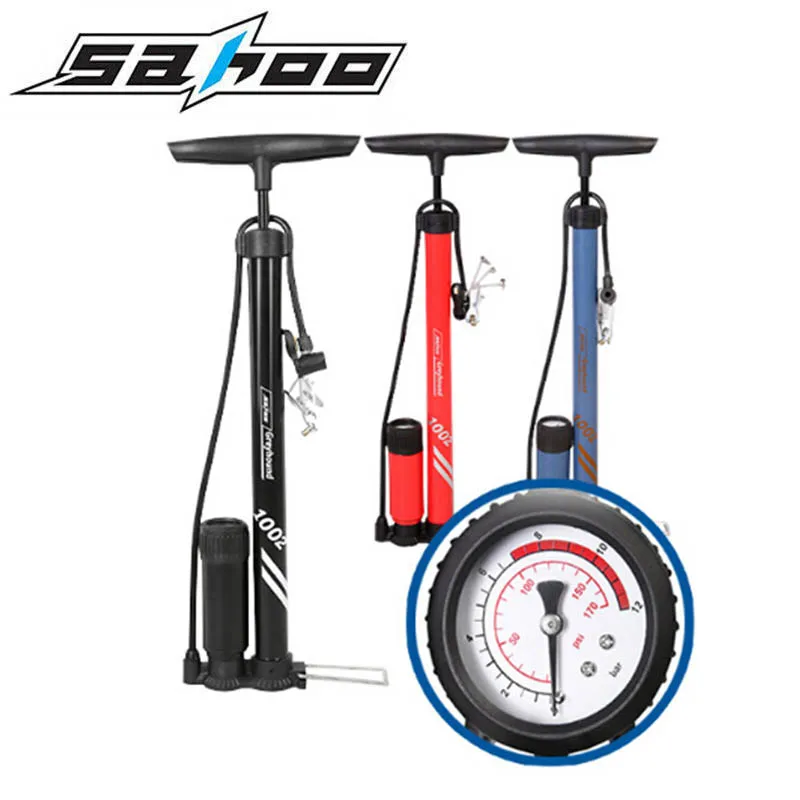 SAHOO 170PSI High Pressure Table Ride Bike Pump Aluminum Alloy Portable Valve Cycling Air Mountain Bicycle Accessories | Спорт и