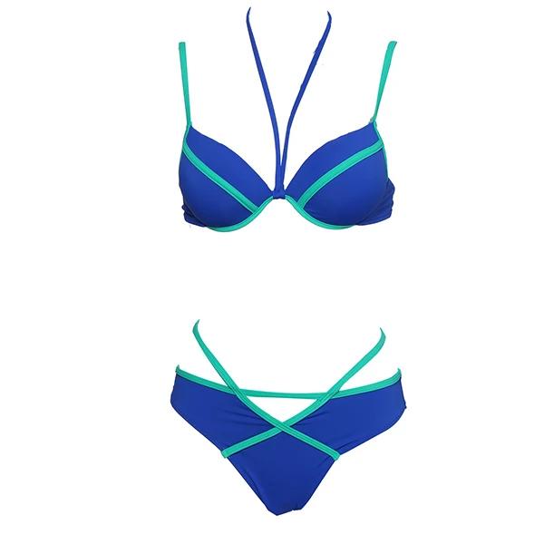 Blue-2 Andzhelika, летние бикини, женский сексуальный бандаж, из кусков, купальник, пуш-ап, бикини, набор, пляжный купальник, купальник, монокини - Цвет: Blue-2