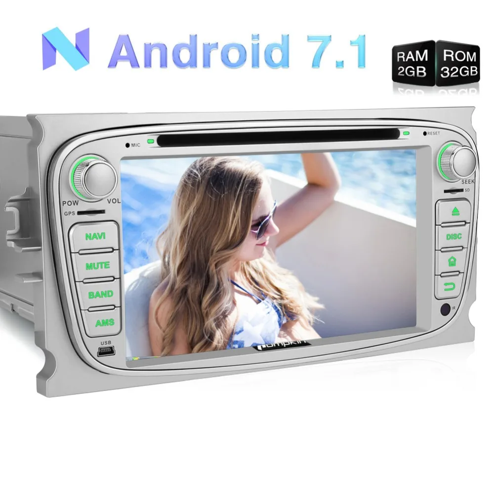 Pumpkin 2 Din 7 &quotAndroid 1 автомобильный стерео dvd-плеер GPS для Ford Mondeo/Focus четырехъядерный 2G