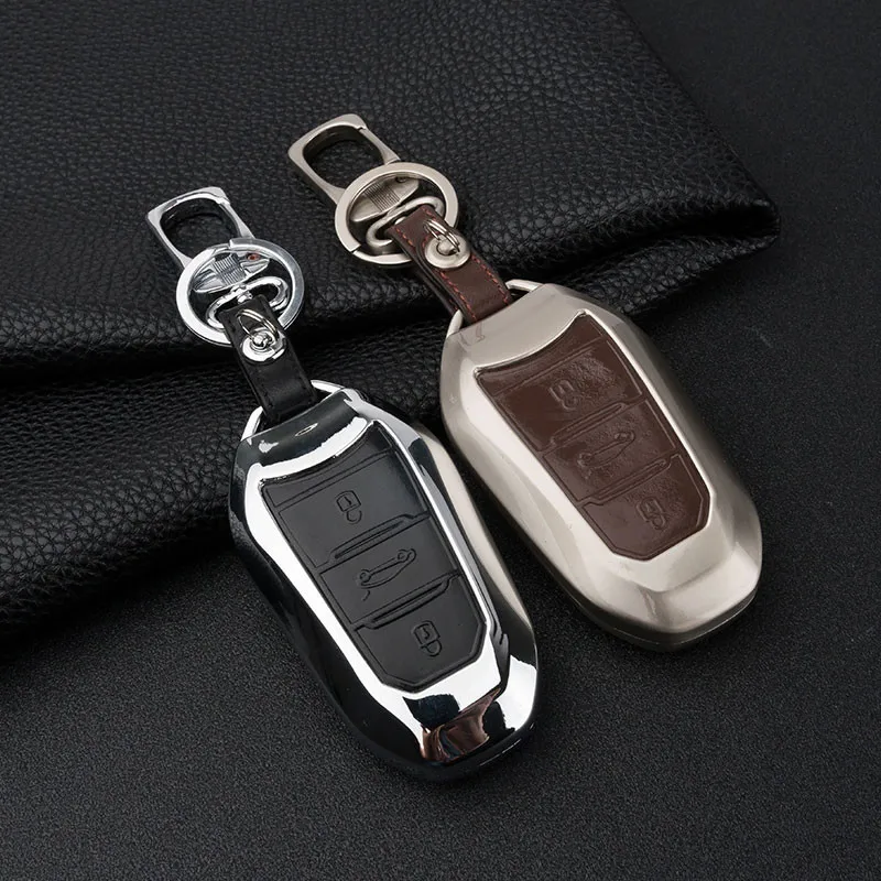 Чехол для автомобильного ключа Peacekey кожаный бумажник с пряжкой из сплава Peugeot 3008