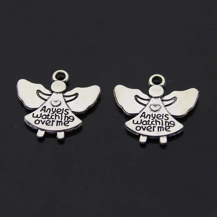 

100pcs Alloy Angels Watching Over Me Charms Pendants Diy Jewelry Findings Accessories 20*20mm Wholesale