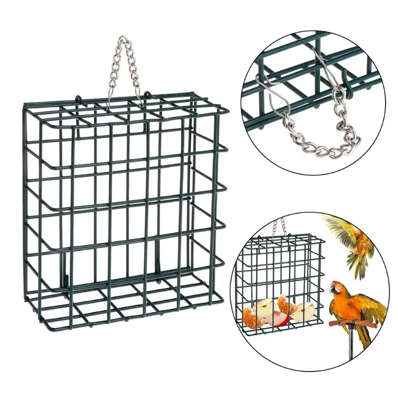 

Green Cube Cage Food Bird Feeder Container Portable Outdoor Wild Birds Parrot Feeding Hanging suppliers