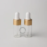 30pcs x 3ml glass dropper bottle with pipette cosmetic vial clear perfume essential oil sample vials mate golded