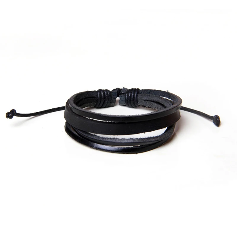 JINSE Мода Multi-Слои конопли Пояса из натуральной кожи строка браслет мужской