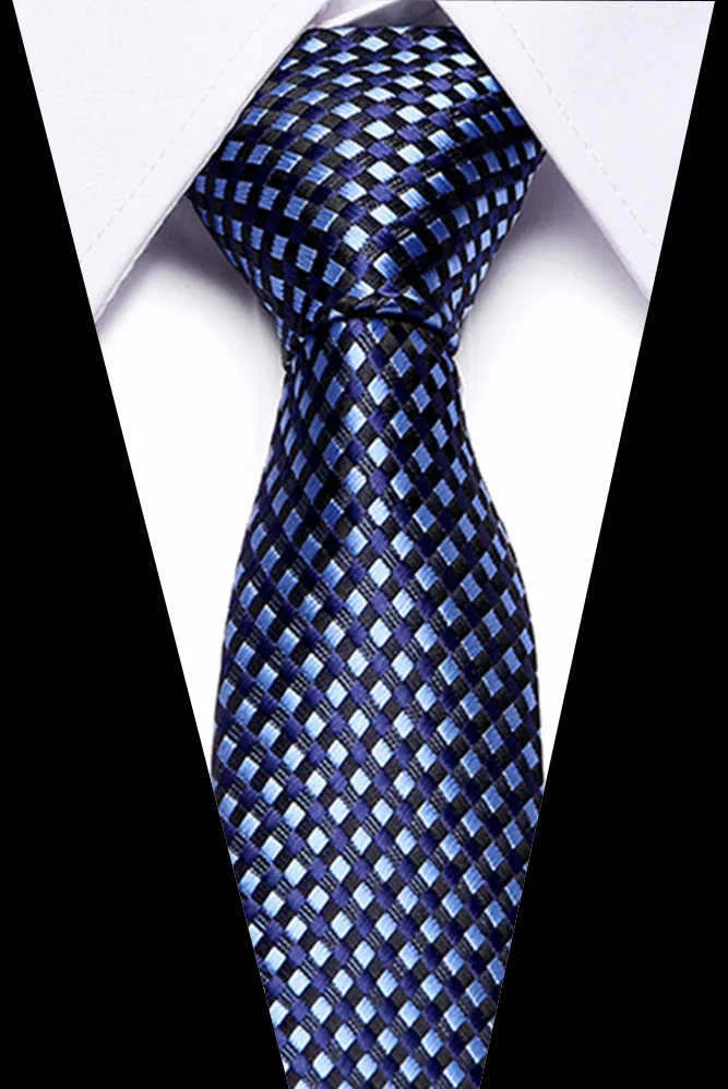 

Male Dark Blue Striped Luxury Tie 100% Silk Bussiness For Man Formal Wedding Party