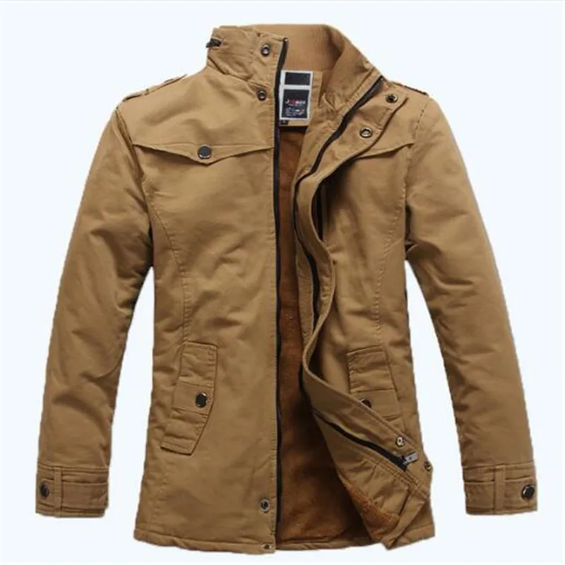 

free shipping 2018 new brand men's casual long section plus thick collar men trench coat plus khaki,black&army green M~3XL