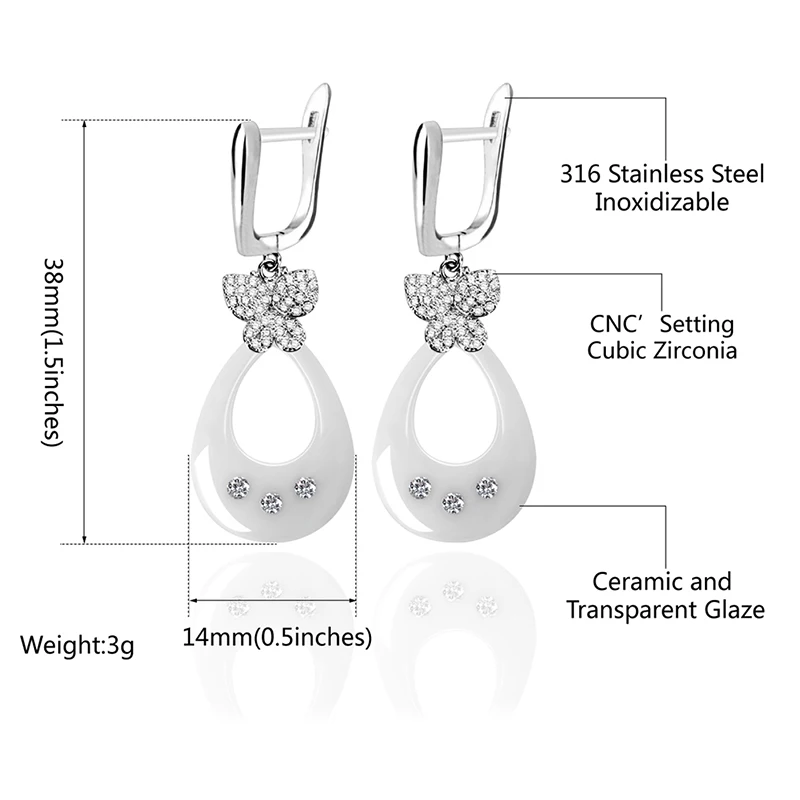 Lovely Butterfly Water Drop Earrings Black White Ceramic Dangle Earring For Women Girls Fashion Party Rhinestone Jewelry Gifts | Украшения