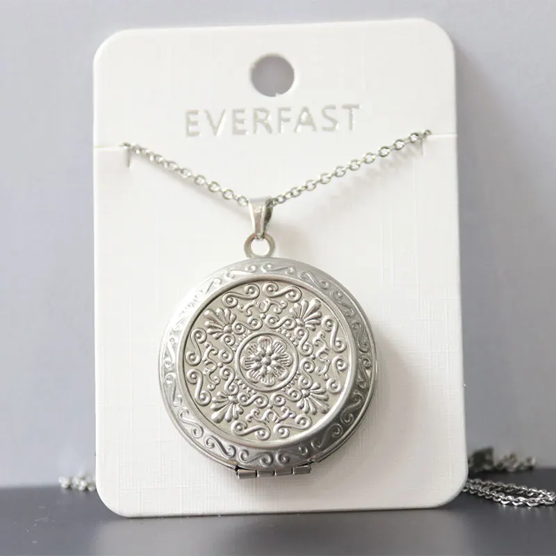 1pc Big Round Daisy Photo Frame Pendant Necklace Stainless Steel Charms Locket Necklaces Women Men Memorial Jewelry | Украшения и