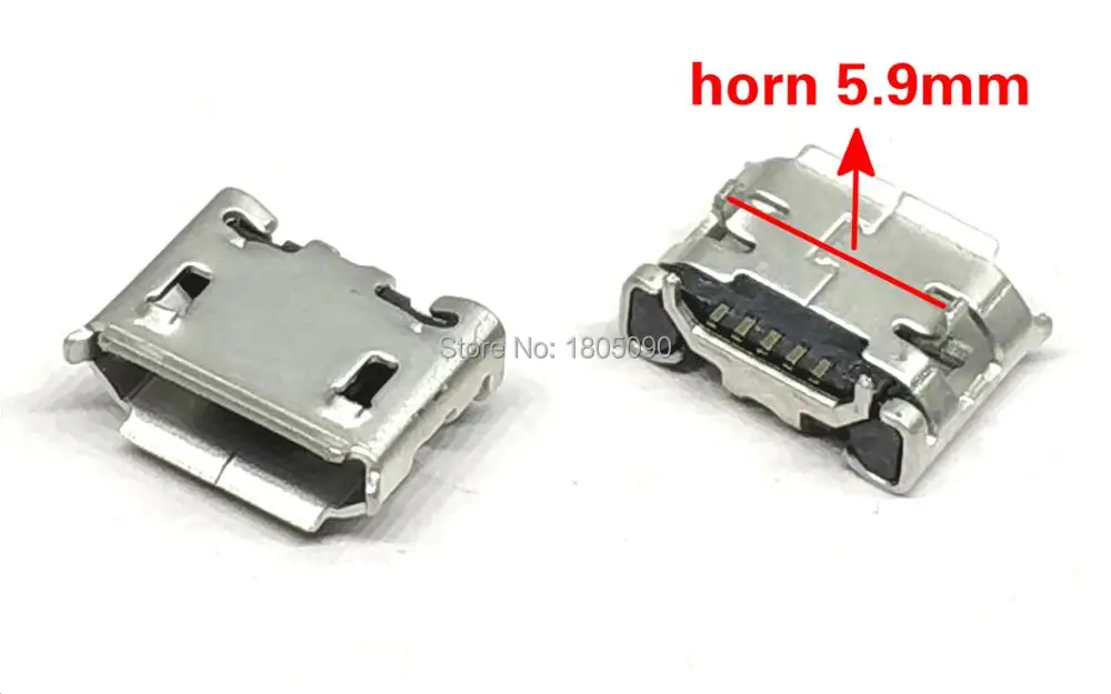 50 шт. микро USB 5pin Джек Бык Рог 5 9 мм четыре ножки гнездо Короткая игла мини