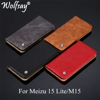 wolfsay meizu 15 lite case triangle pattern flip cover pu leather soft tpu inside cases for meizu 15 lite m15 without magnets