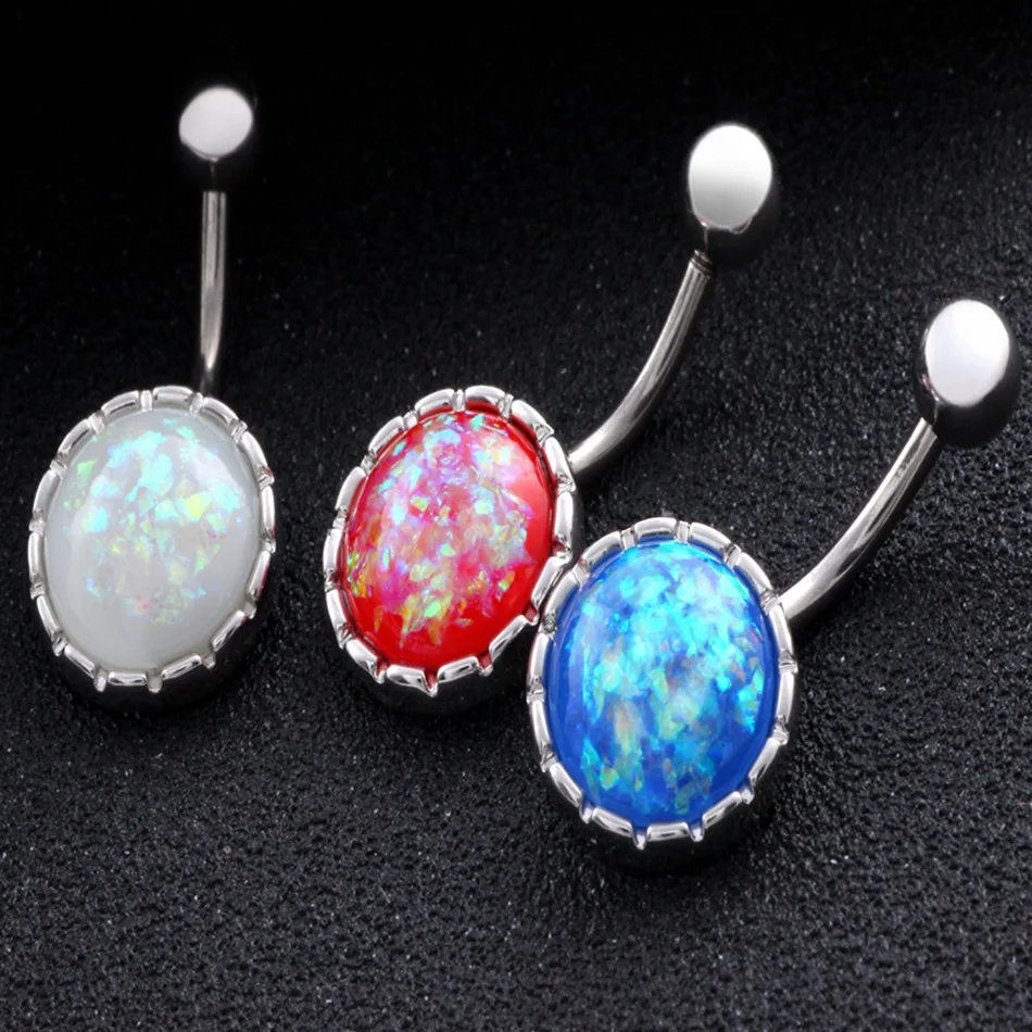 14 г хирургическая сталь радужная смола опал пупка кольцо|belly button rings|opal belly ringbutton