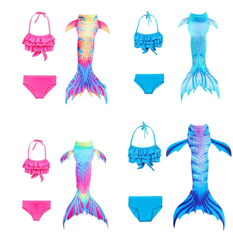 Купальник для девочек с хвостом русалки детский купальный костюм из 3 предметов
