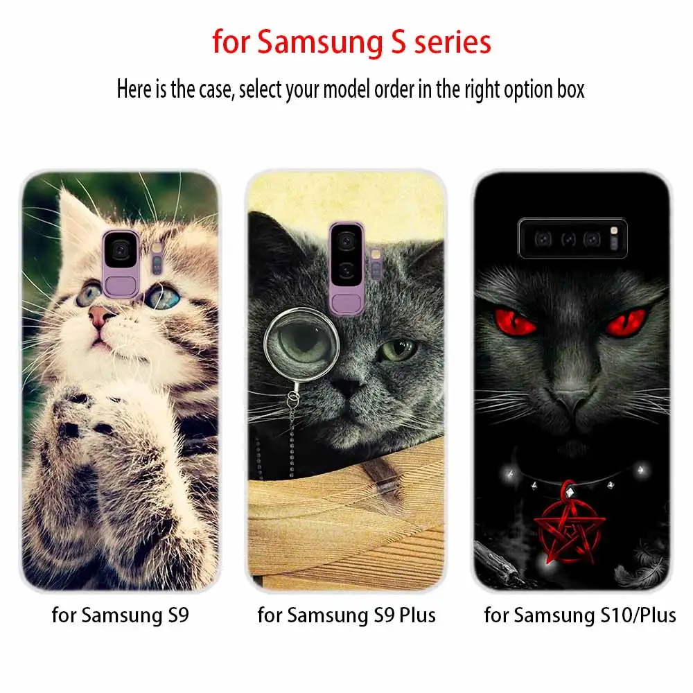 Черный мягкий чехол с кошачьими глазами для Samsung Galaxy S7 Edge S8 S9 S10 S11 S20 S21 Plus Lite E Ultra |