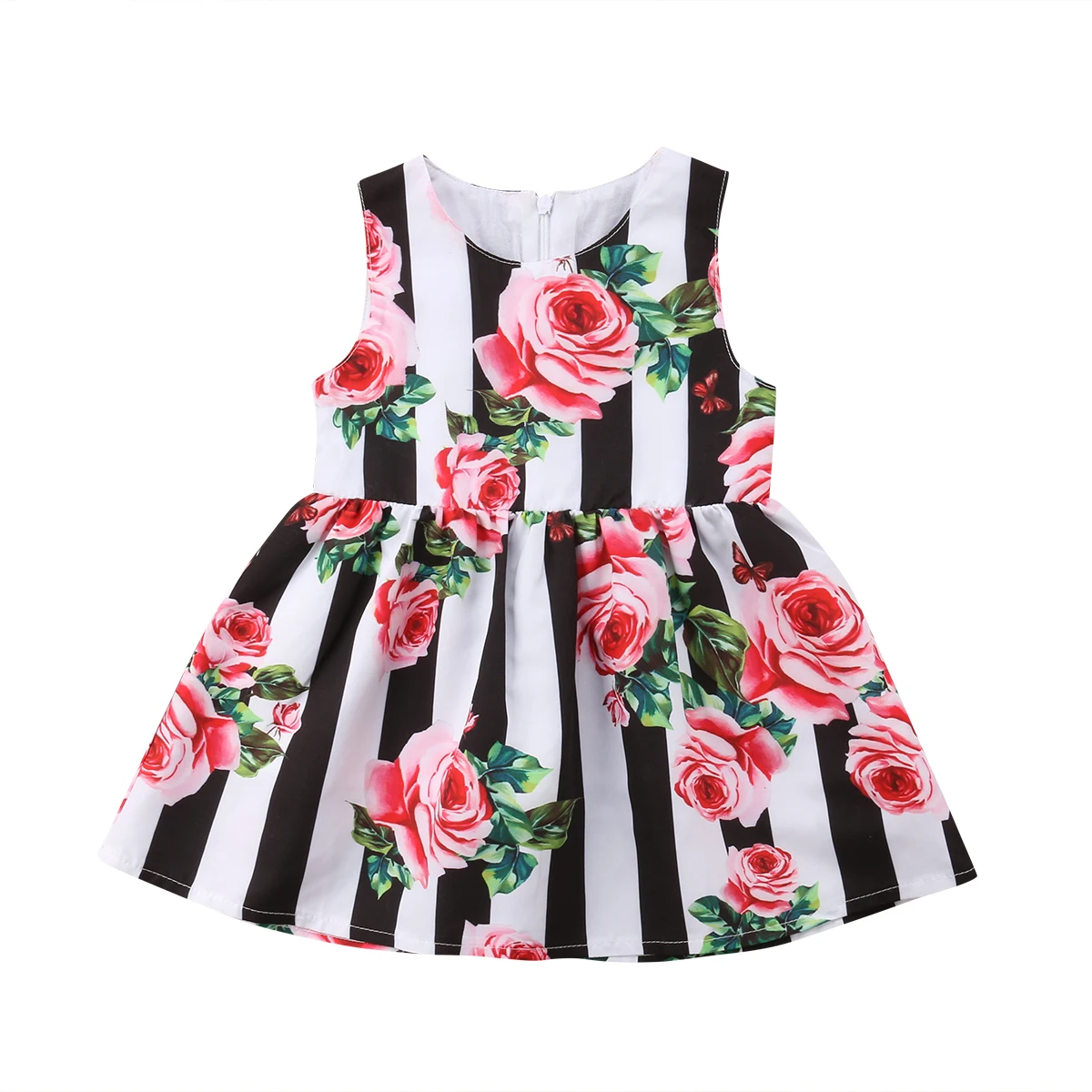 Girls Dress Stylish Toddler Kids Baby Sleeveless Floral Striped Princess Party Sundress 0-6T | Детская одежда и обувь