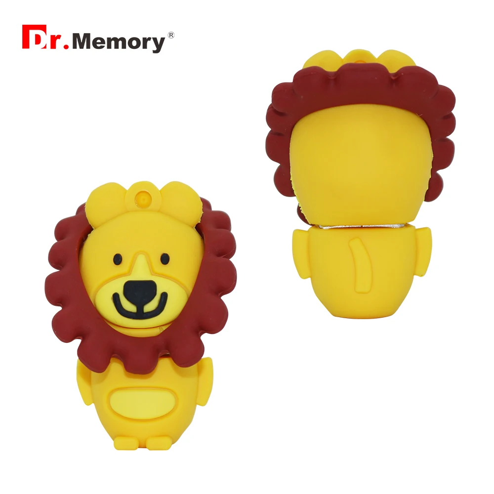 Флеш-накопитель Dr. memory с желтым изображением Льва, Usb флеш-накопитель, 128 ГБ, 64 ГБ, 32 ГБ, 16 ГБ, 8 ГБ, 4 Гб