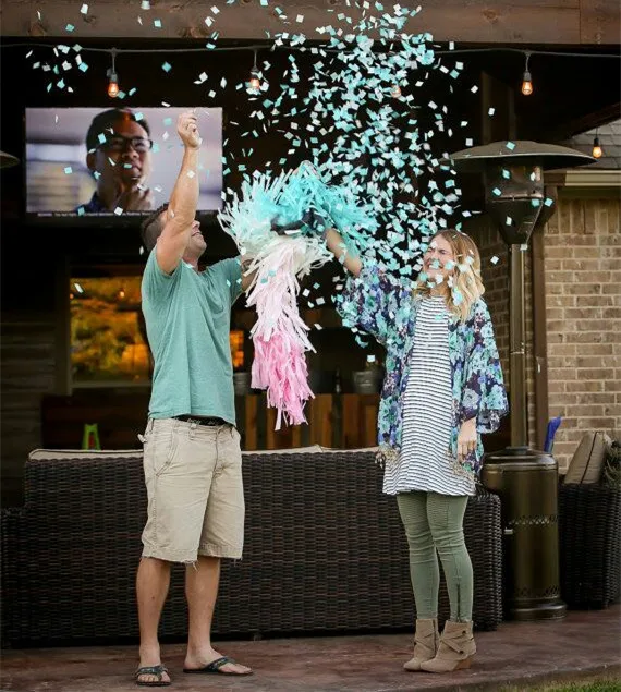 36 inch Black Round Confetti Latex Balloon Boy or Girl Gender Reveal Party Giant balloon with pink blue gold confetti | Дом и сад