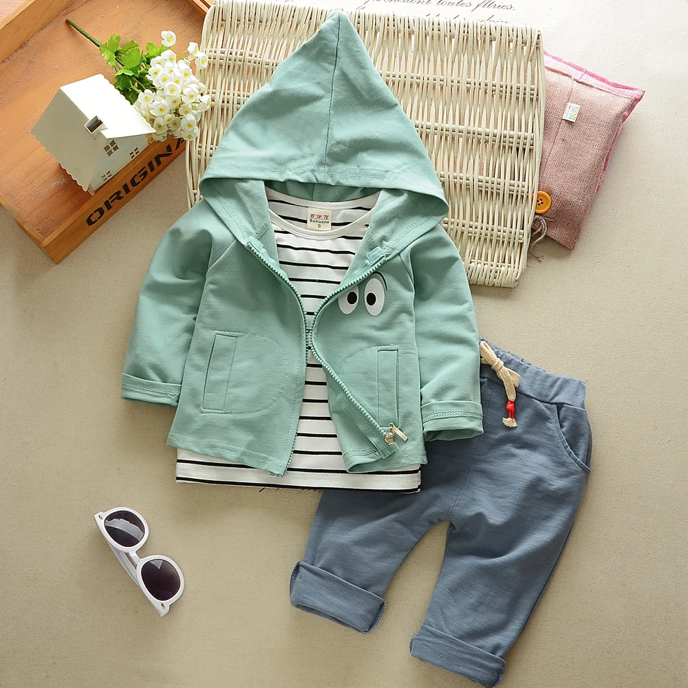 3 pieces children outerwear baby clothing set cotton autumn hoodies + pants + t-shirt kids clothes suit 2 years newborn outfits