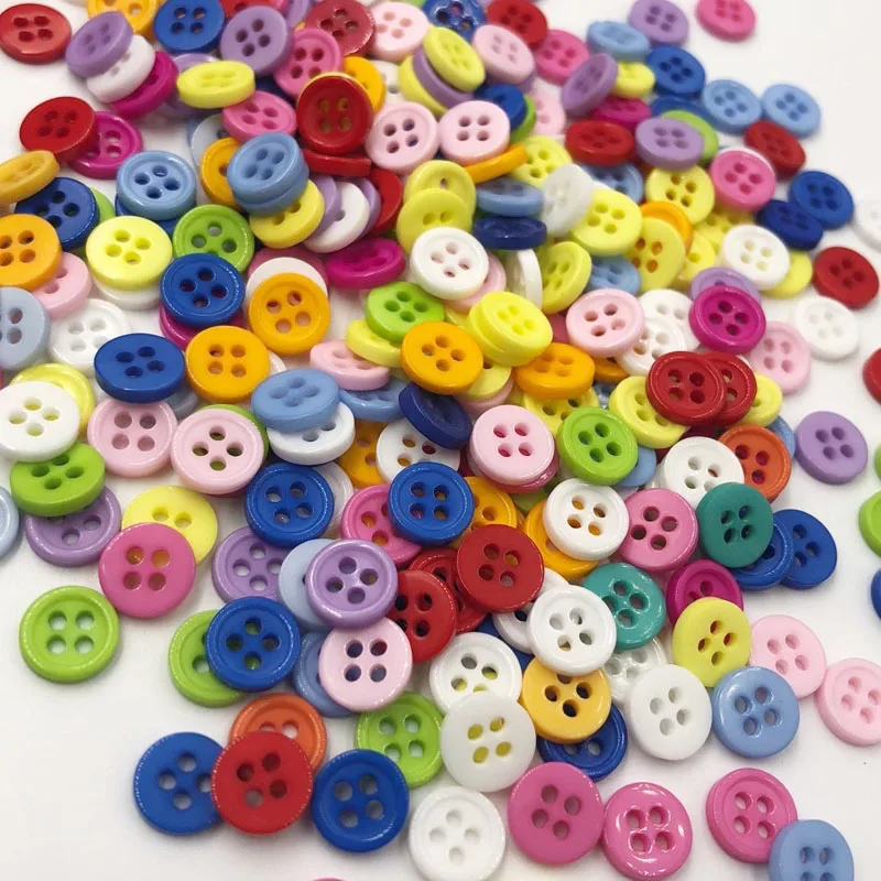 

100/300/600Pcs/lot 4 Holes 8mm Mixed Color Resin Sewing Buttons Scrapbooking Knopf Garment Accessories Decorative Button PT86