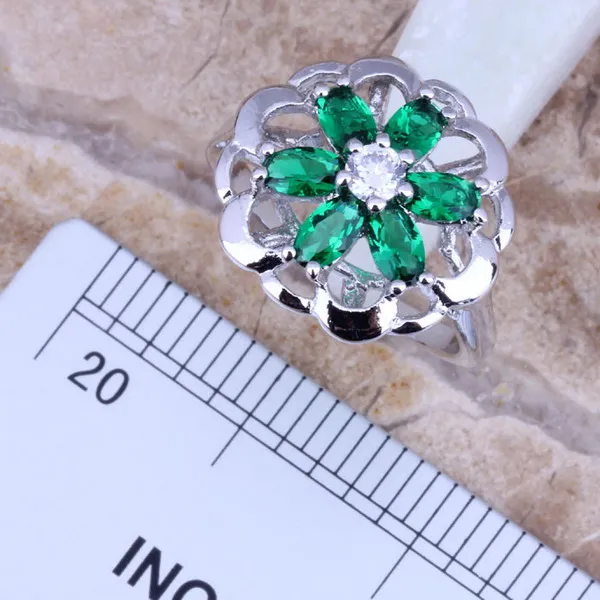 Невероятный зеленый кубический цирконий Посеребренные Ювелирные наборы серьги