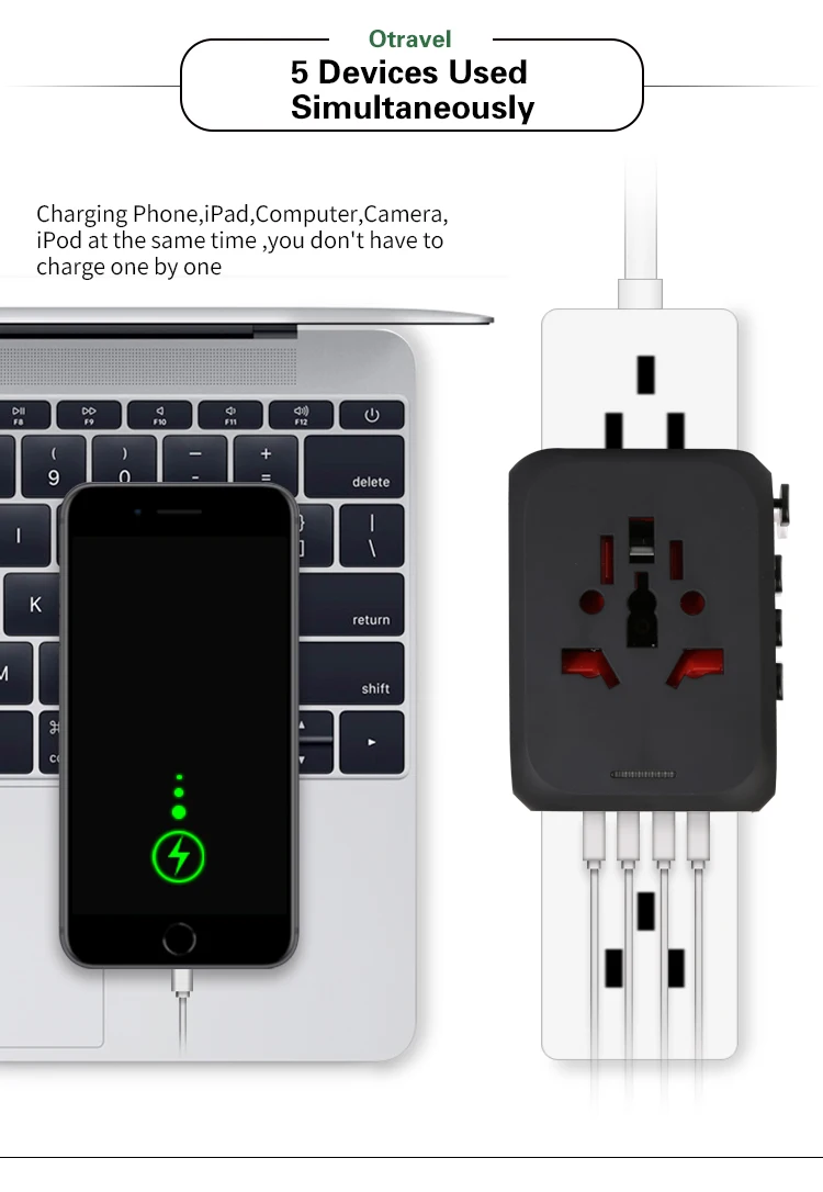 Plug Travel Adapter 309T International Universal Power Adapter All-in-one 5V 2.4A USB Type-c US UK EU AU Asia Travel USB Charger