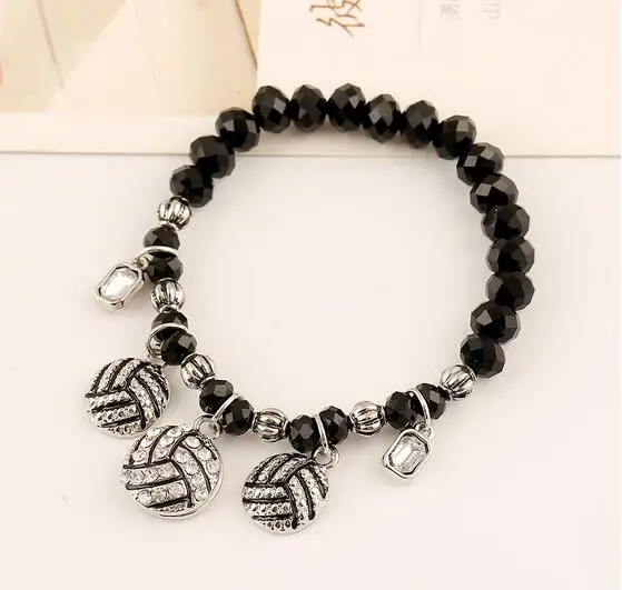 one piece mix sport style soccer/basket ball/base ball/volley ball/ charm crystal beads stretch bracelet xyb114 | Украшения и