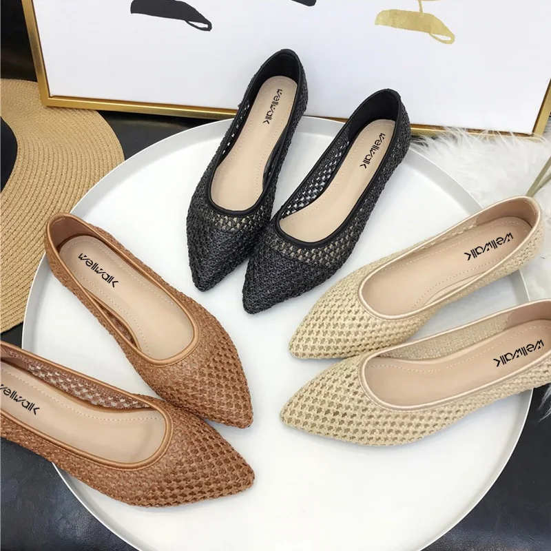 Breathable Cane Ladies Flat Shoes 2018 Casual Grass Women Ballet Flats For Spring Autumn Dress Ballerinas Size 35-40 | Обувь