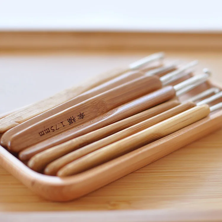 10 шт./лот круглые бамбуковые крючки для вязания размеров|bamboo handle crochet hooks|handled