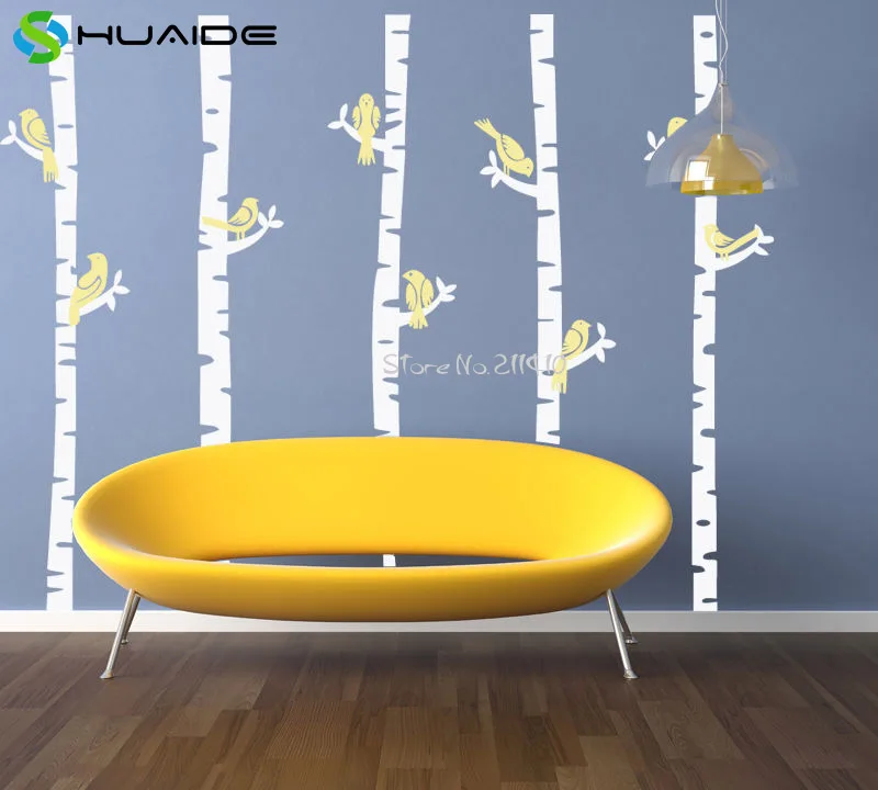 

Family Birch Birds Tree Wall Vinyl Sticker Removable Large Tree Forest Wall Stickers For Kids Room Baby Nursery Wall Tattoo D506