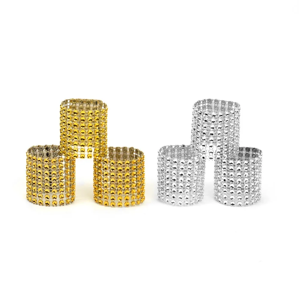 

Gold Silver Napkin Ring Chairs Buckles Wedding Event Decoration Crafts Rhinestone Bows Holder Handmade Party Supplies 100pcs/lot