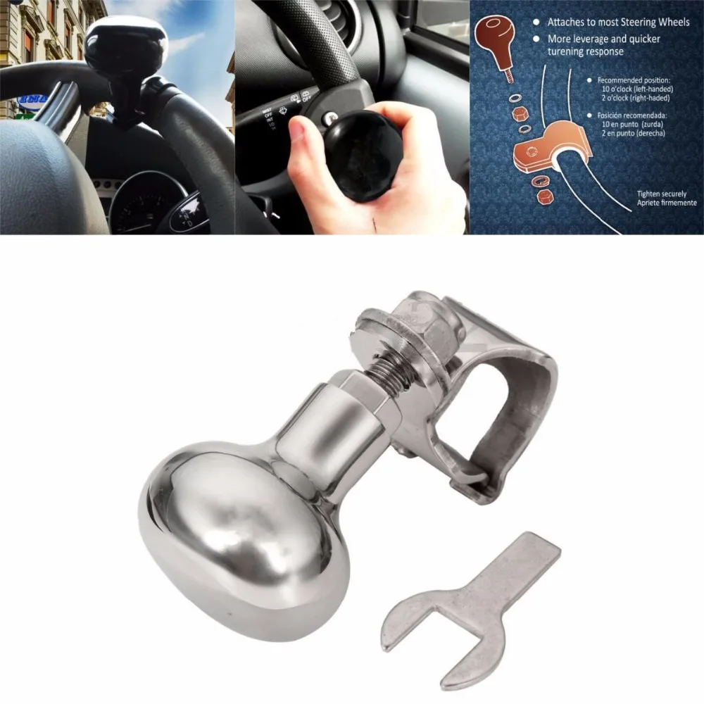 

Universal Stainless Steel Steering Wheel Spinner Heavy Duty Car Truck Marine Boat Handle Suicide Power Knob