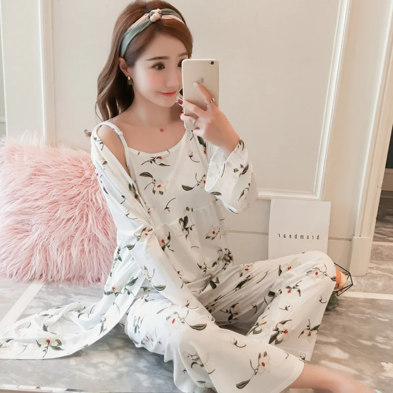 Осенне-зимний сексуальный пижамный комплект для женщин сна с глубоким круглым