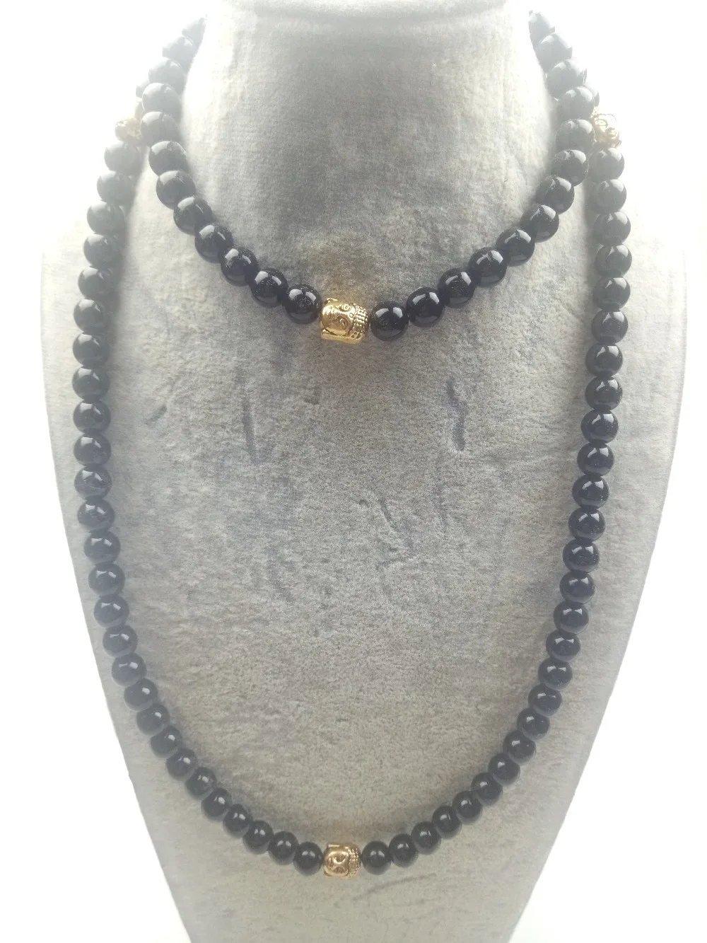 108 Черный ониксовый браслет модные браслеты для йоги мала с бусинами голова Будды