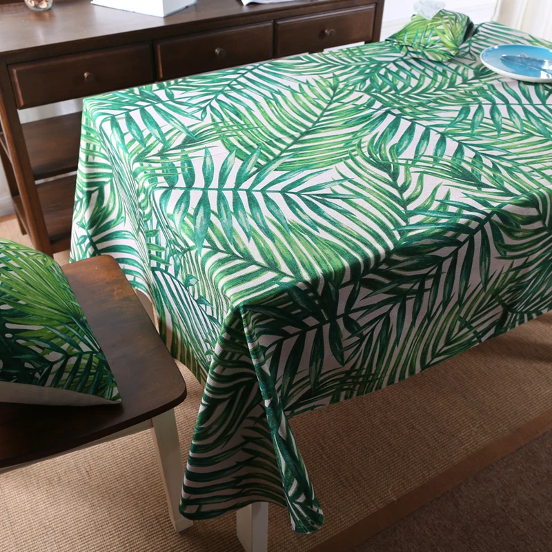Зеленая Классическая скатерть с тропическими растениями из Юго-Восточной Азии 334