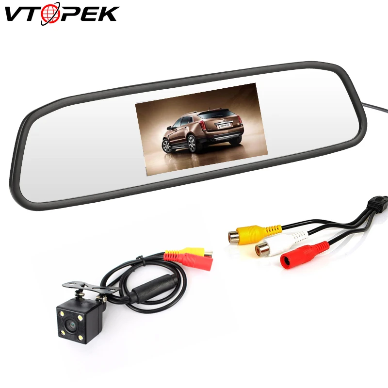 Vtopek 4 3 дюймов Автомобильный монитор HD Автомобильное Зеркало 2 видео вход