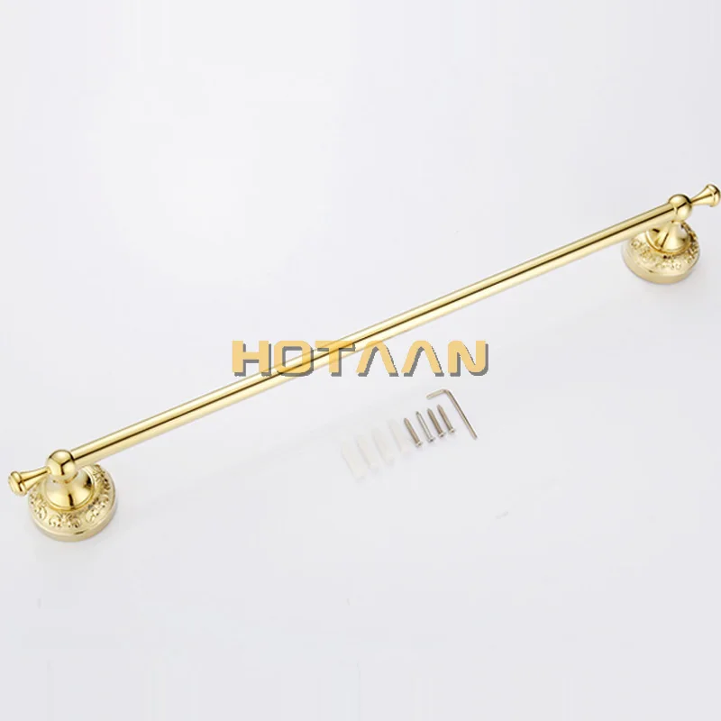 

Gold Color Towel Rack Flower Carved Towel Bar Bathroom Accessories Products Solid Towel Holder Wall Mount toalleros de barra