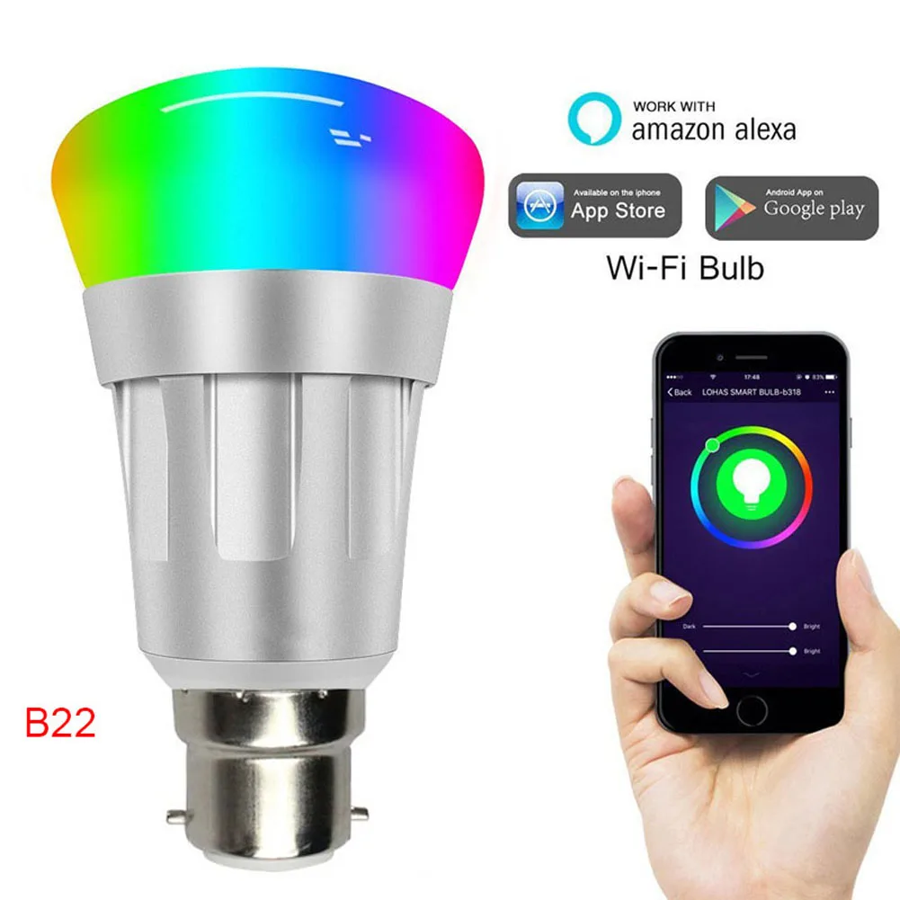 

Wi-Fi Smart Light Bulb Dimmable Multicolored LED Bulbs for Amazon Alexa Google Home PAK55
