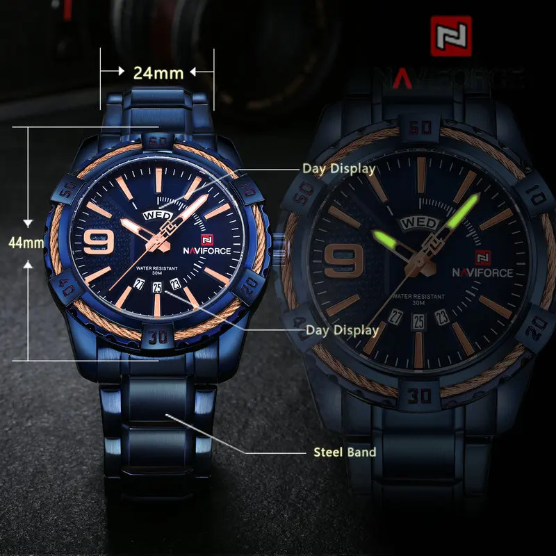 2018 NAVIFORCE Фирменная Новинка Для мужчин спортивные часы Мужчин's