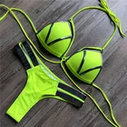 Микро Бикини бандажный купальник 2019 неоновый сексуальный Бразильский бикини пуш-ап купальники женские большие размеры купальный костюм блестящая золотая пляжная одежда