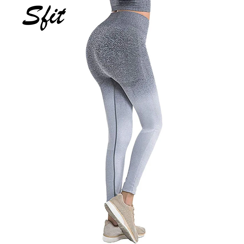 Sfit женские сексуальные высокие тянущиеся Бесшовные штаны с градиентом высокой