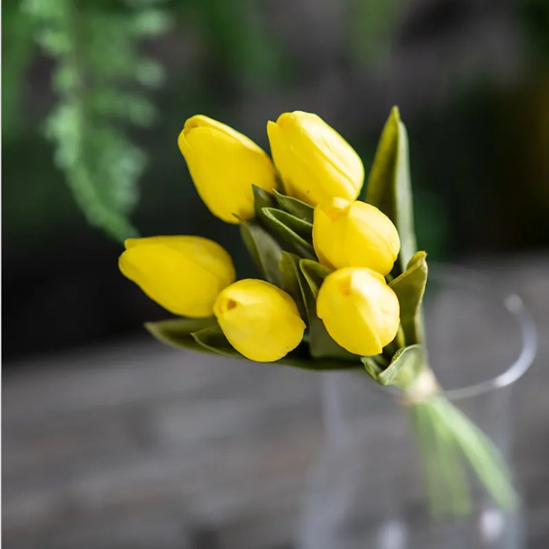 6 шт тюльпаны Искусственные цветы Настоящее прикосновение искусственная кожа para