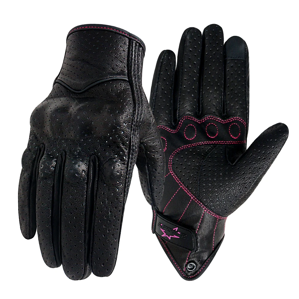 Мотоциклетные Перчатки женские S M сенсорные кожаные перчатки Goatskin Guantes летние