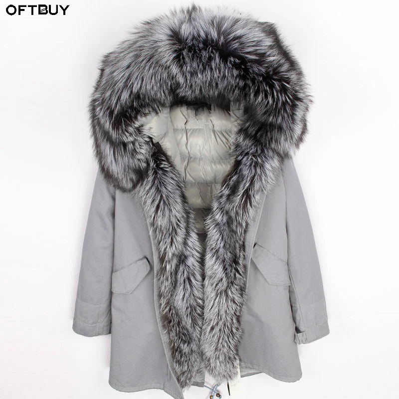 OFTBUY парка длинная синяя зимняя куртка пальто женское пальто с натуральным мехом парки с воротником из натурального меха енота теплая мягкая подкладка из искусственного меха